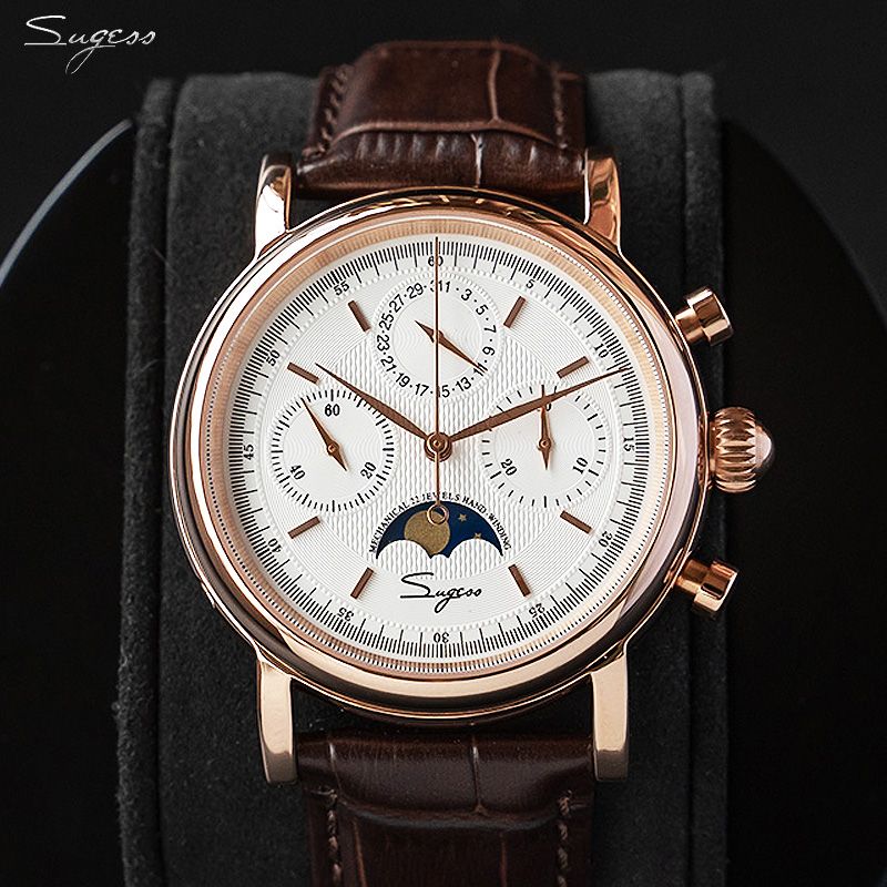 Moonphase Complication Watch - Sugess-reloj mecánico Original ST1908 para hombre,