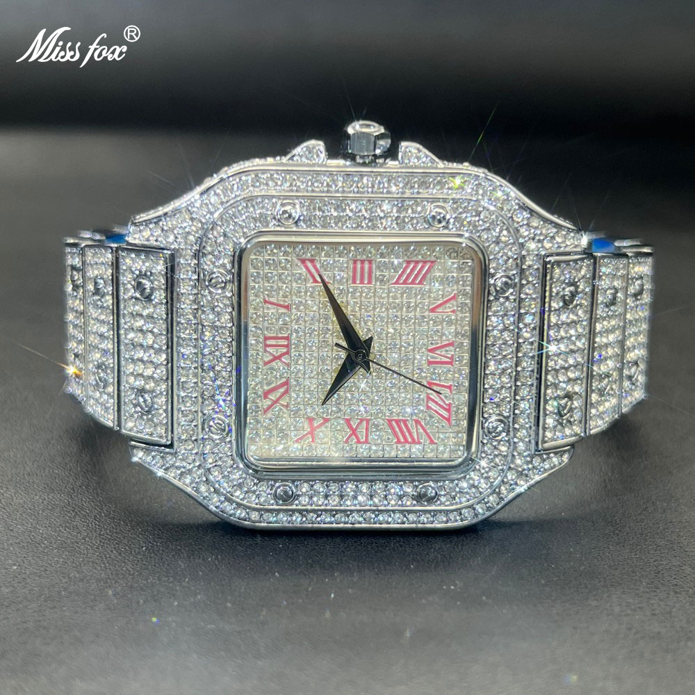 Luxury Watch Sale - MISSFOX Iced Out hombres reloj cuadrado