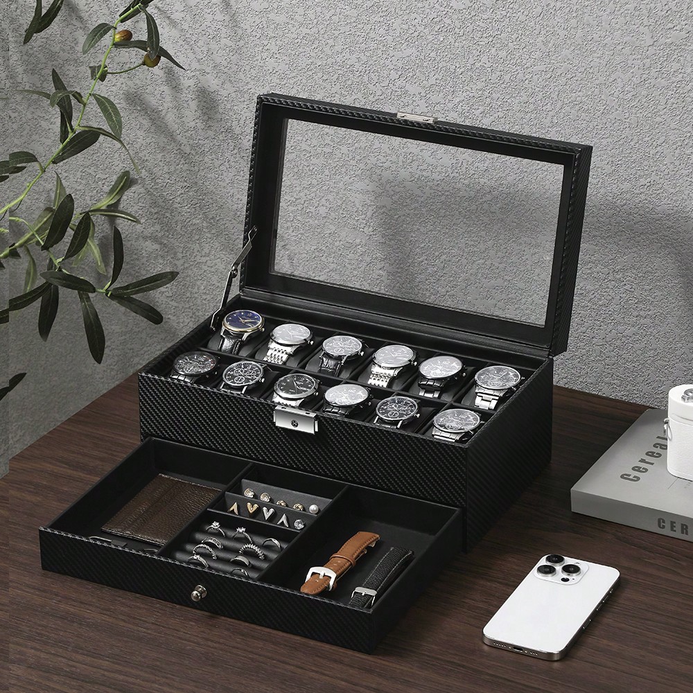Luxury Watch Tier - Caja de Relojes de Cuero con