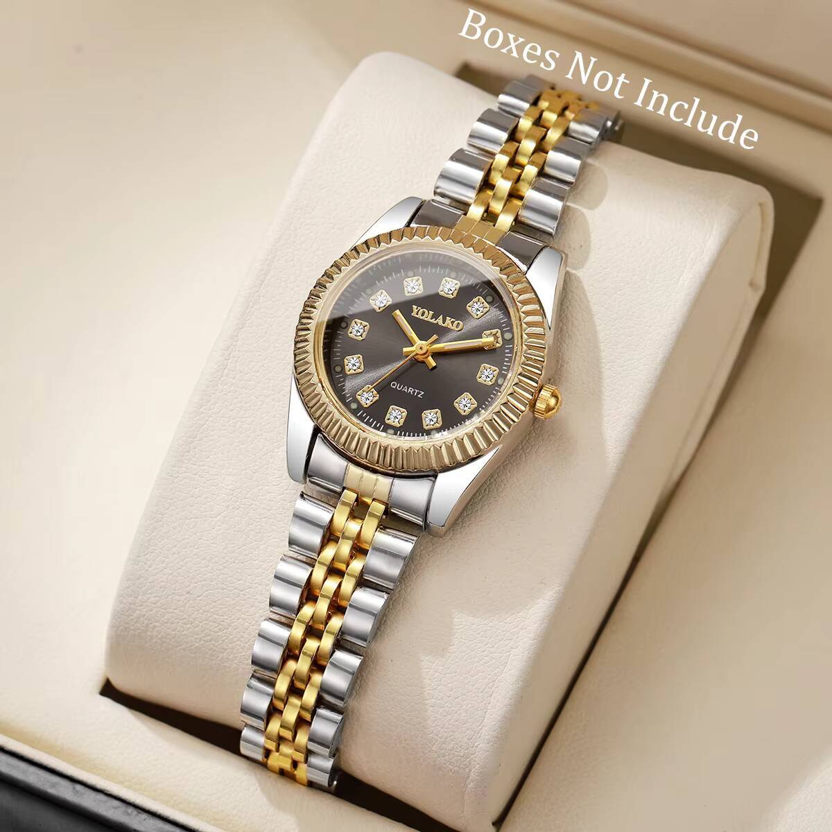 Luxury Watch Display Case - Reloj de cuarzo con diamantes de