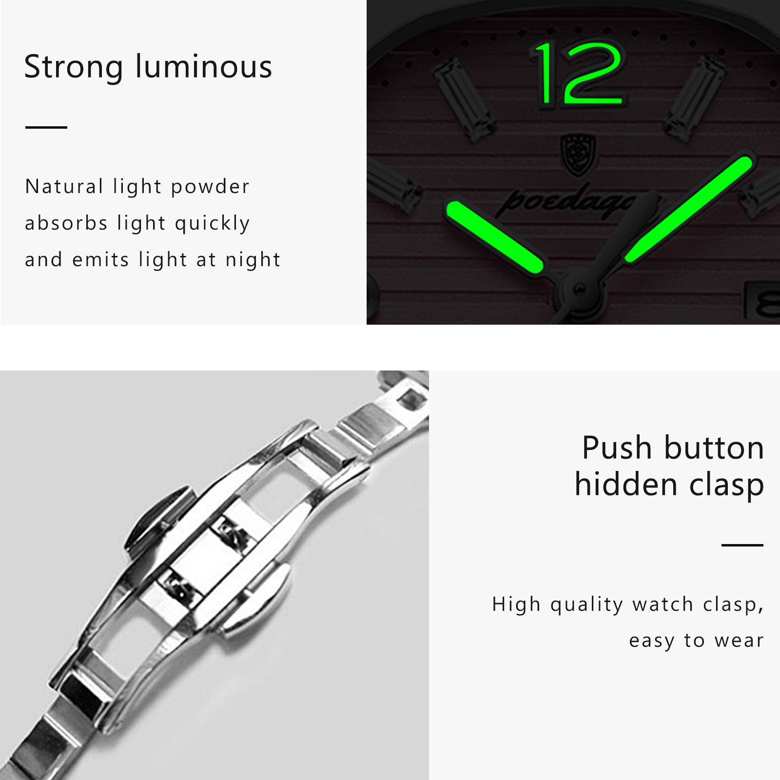 Reloj de pulsera POEDAGAR cuad - Lux Watch reseña y precio
