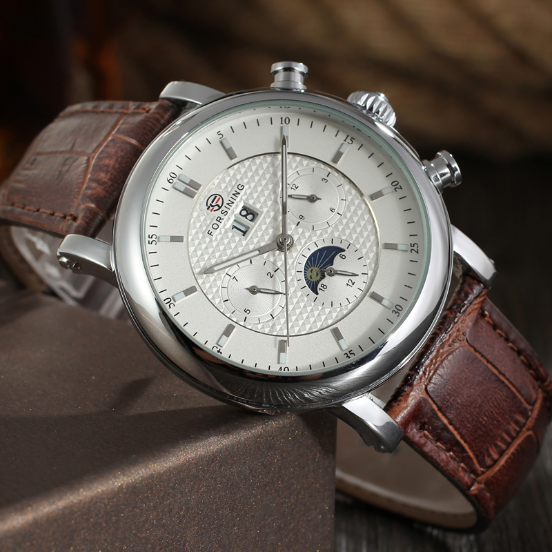 FORSINING-Reloj Automático par - Moonphase Complication Watch reseña y precio