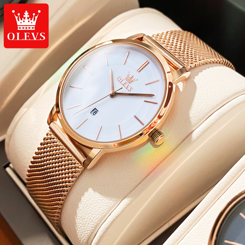 OLEVS-relojes de cuarzo para m - Luxury Watch Display Case reseña y precio