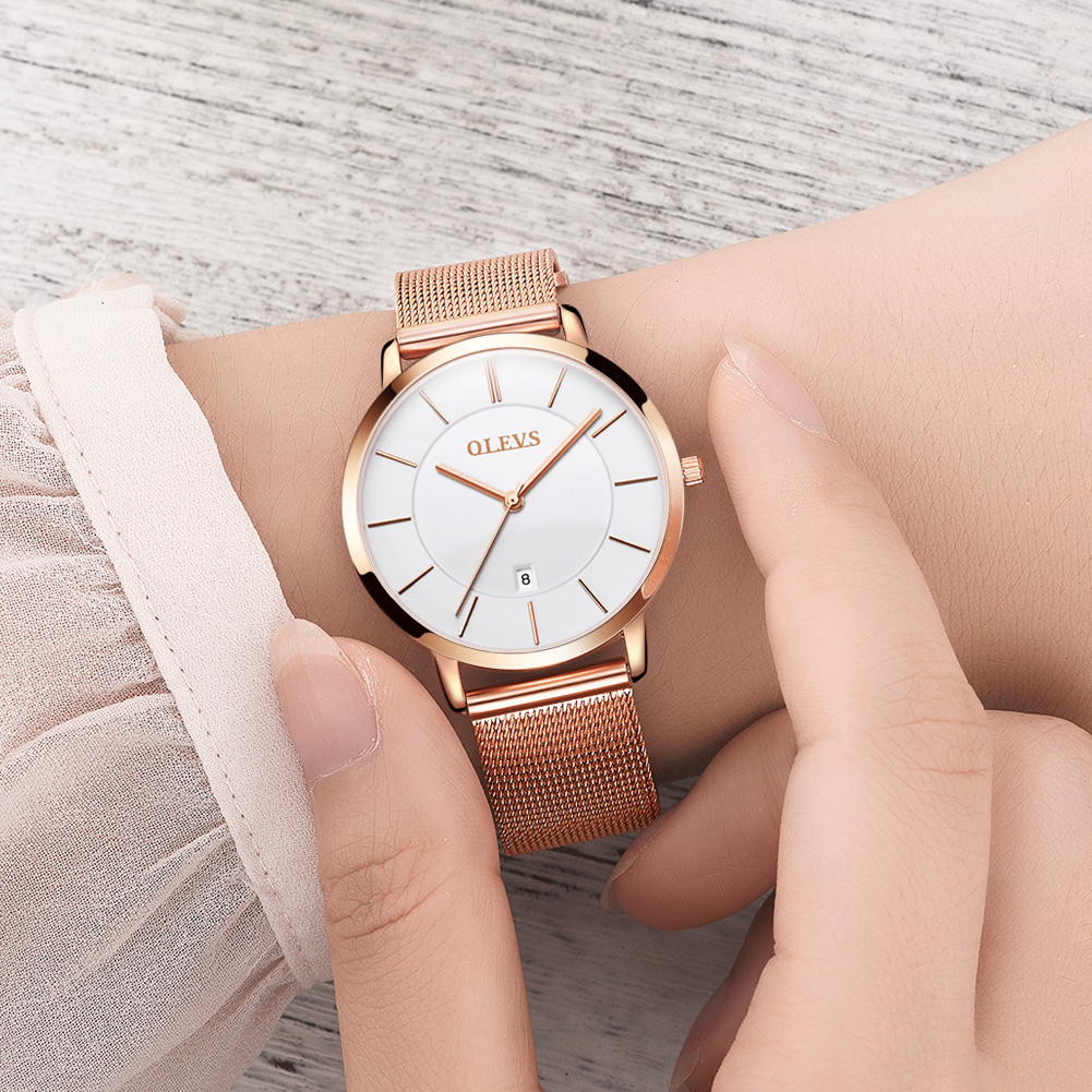 OLEVS-relojes de cuarzo para m - Luxury Watch Display Case reseña y precio