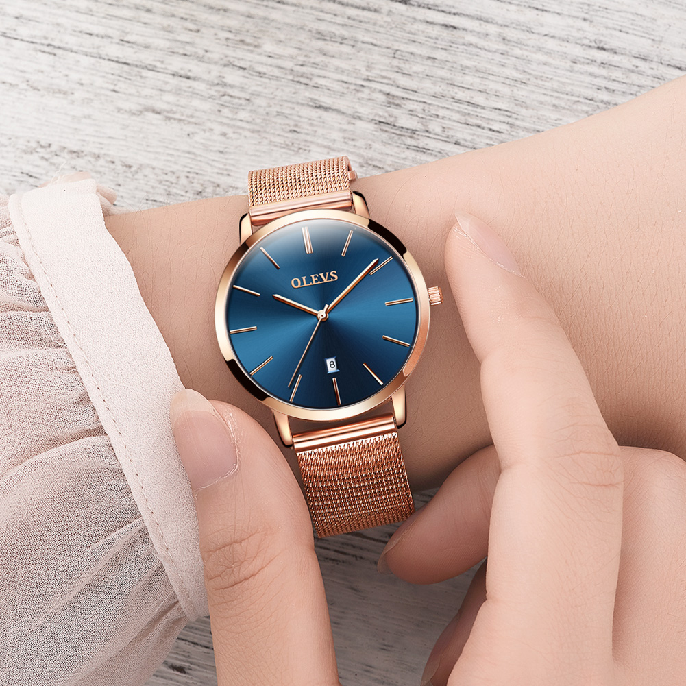 OLEVS-relojes de cuarzo para m - Luxury Watch Display Case reseña y precio