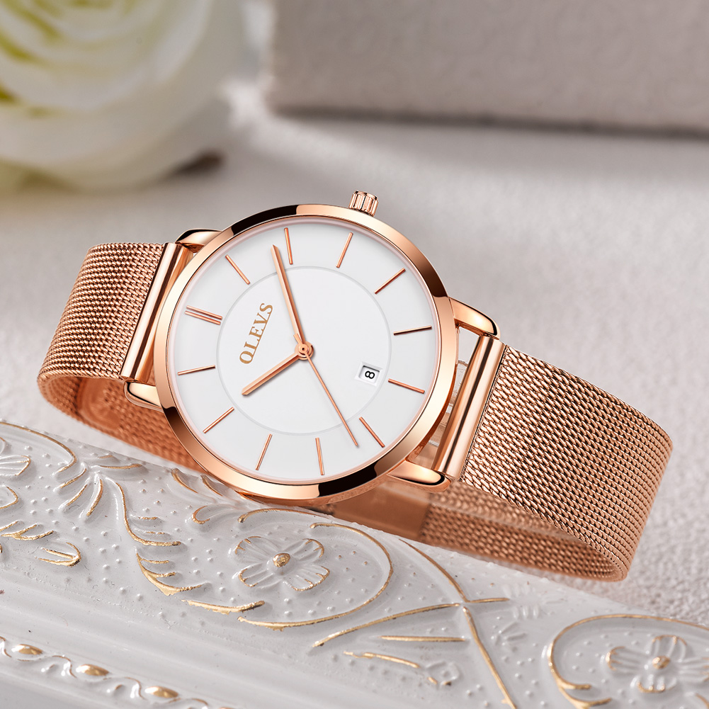 OLEVS-relojes de cuarzo para m - Luxury Watch Display Case reseña y precio